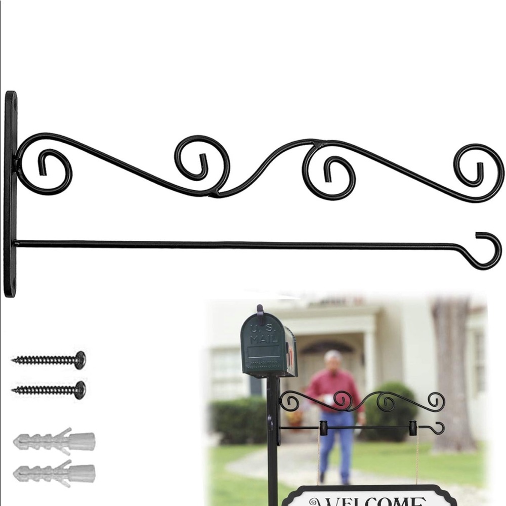 NWT HCX Black Wall Garden Flag Holder Stand Wall Stand Mailbox Pole Hanger Porch